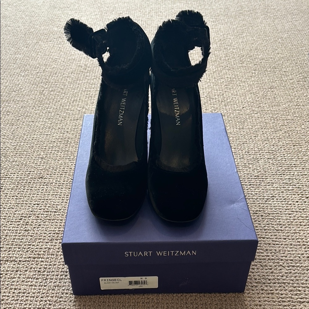 Stuart Weitzman Velvet Black Heels